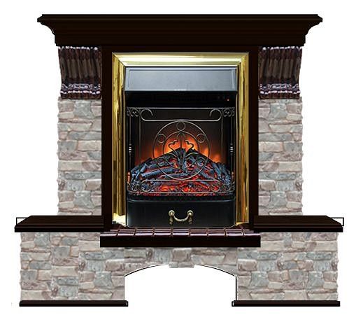 Комплект из электрокамина напольного и портала (122x40х108.5 см) Бостон К ГЦ Majestic BR БК000064