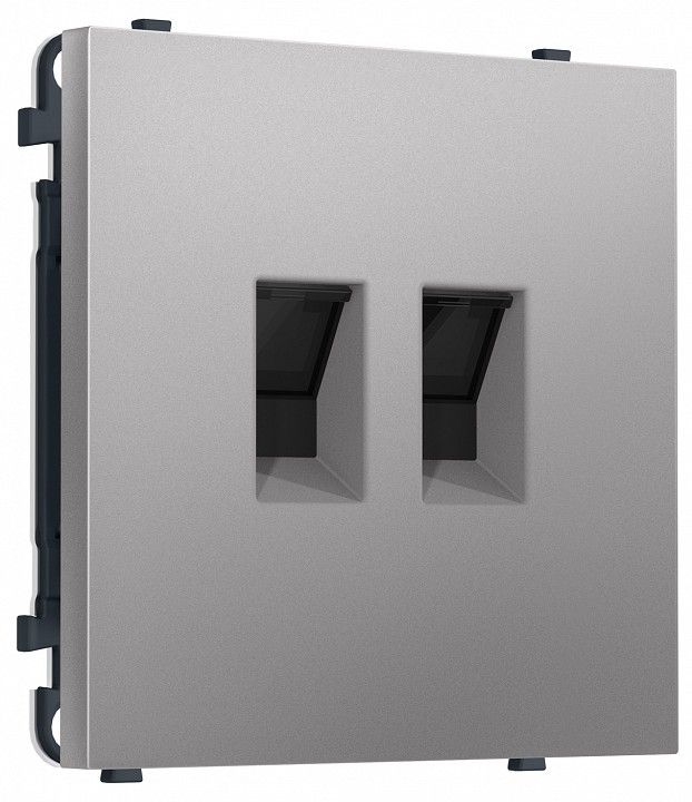 Розетка двойная Ethernet RJ-45 и со шторками, без рамки Ambrella Volt MS MS512110