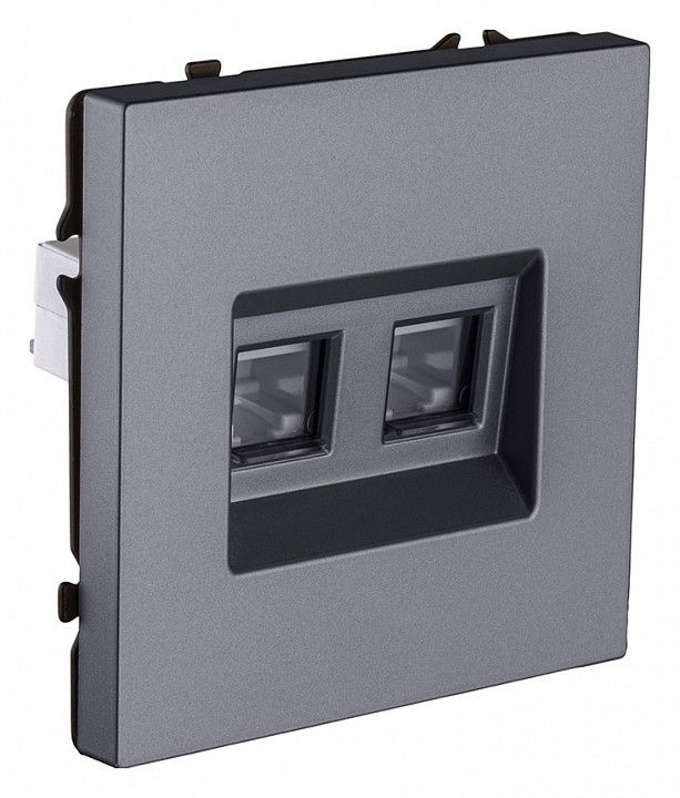 Розетка двойная Ethernet RJ-45 и со шторками, без рамки Kollinger Eclipse EC-018GY