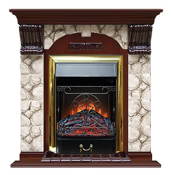 Комплект из электрокамина напольного и портала (106.5x36.5x98 см) Арочный Карелия Majestic BR АР000092