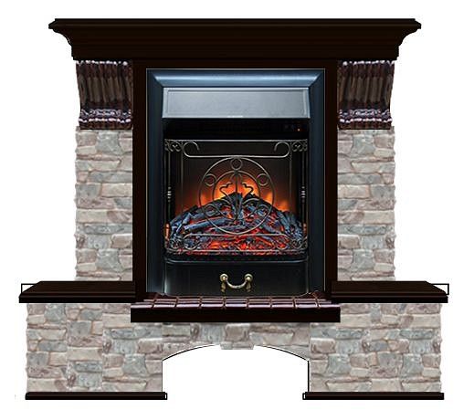 Комплект из электрокамина напольного и портала (122x40х108.5 см) Бостон К ГЦ Majestic BL БК000063