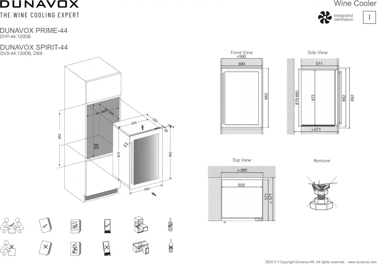 Встраиваемый винный шкаф Dunavox DVS-44.120DMB