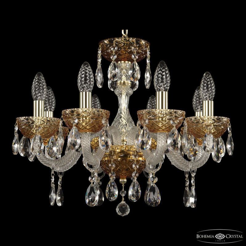 Подвесная люстра Bohemia Ivele Crystal 5417 5417/8/165 G Amber/M-1F