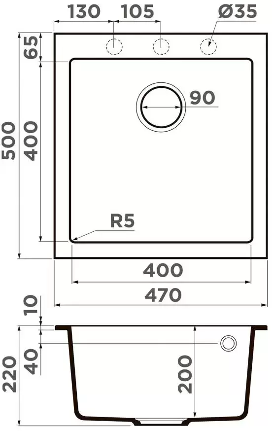 Мойка Omoikiri BOSEN 47-BL