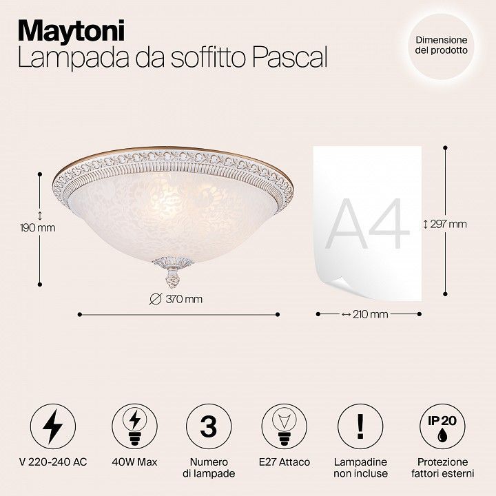 Накладной светильник Maytoni Паскаль C908-CL-03-W