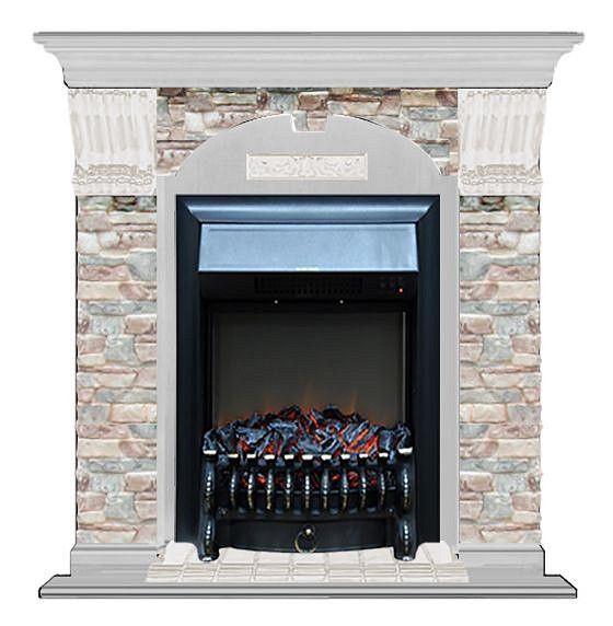 Комплект из электрокамина напольного и портала (106.5x36.5x98 см) Арочный ГЦ Fobos BL АР000073