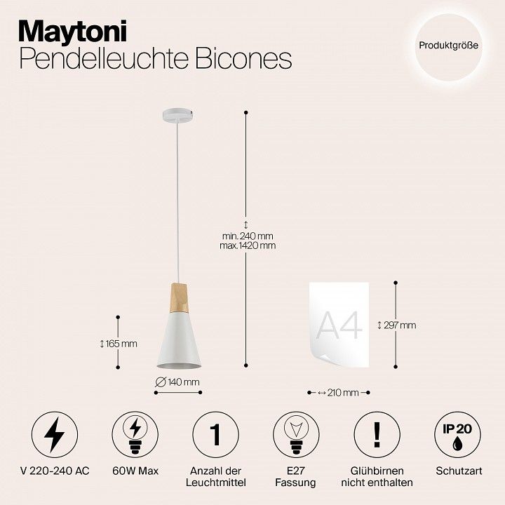 Подвесной светильник Maytoni Биконес P359-PL-140-W