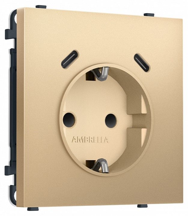 Розетка с заземлением и со шторкой и 2хUSB C, без рамки Ambrella Volt MS MS890510