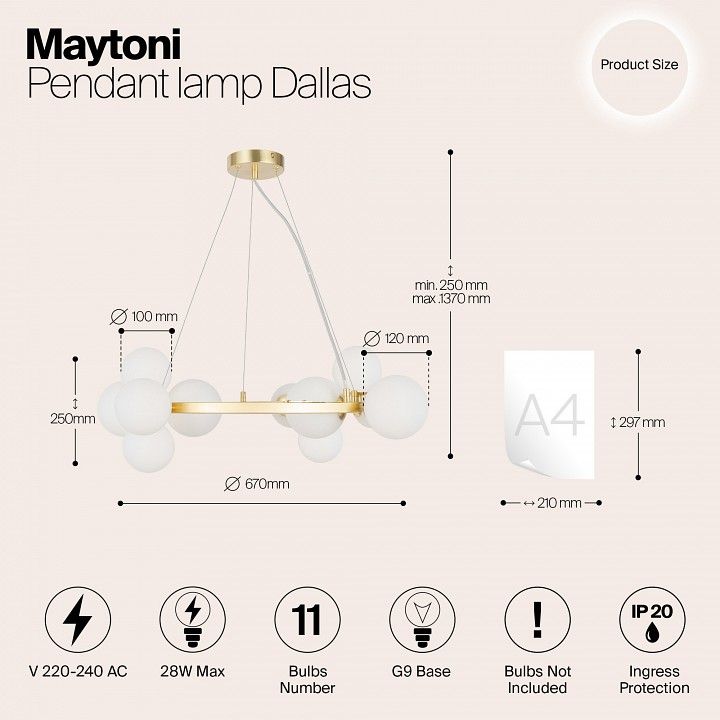 Подвесная люстра Maytoni Даллас MOD545PL-11BS