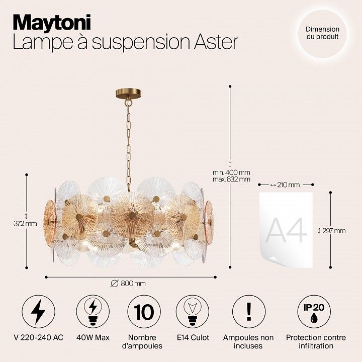 Подвесной светильник Maytoni Астра MOD007PL-10G