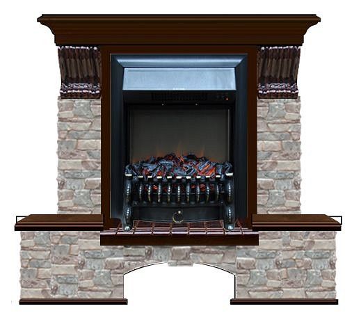Комплект из электрокамина напольного и портала (122x40х108.5 см) Бостон К ГЦ Fobos BL БК000065