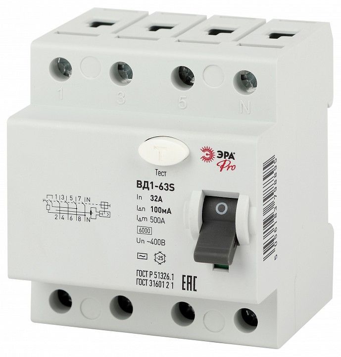 Устройство защитного отключения 4P Эра ВД1-63S NO-902-154