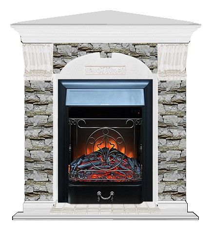 Комплект из электрокамина напольного и портала (106.5x81x98 см) Арочный Алтай угл. Majestic BL АРУ00019