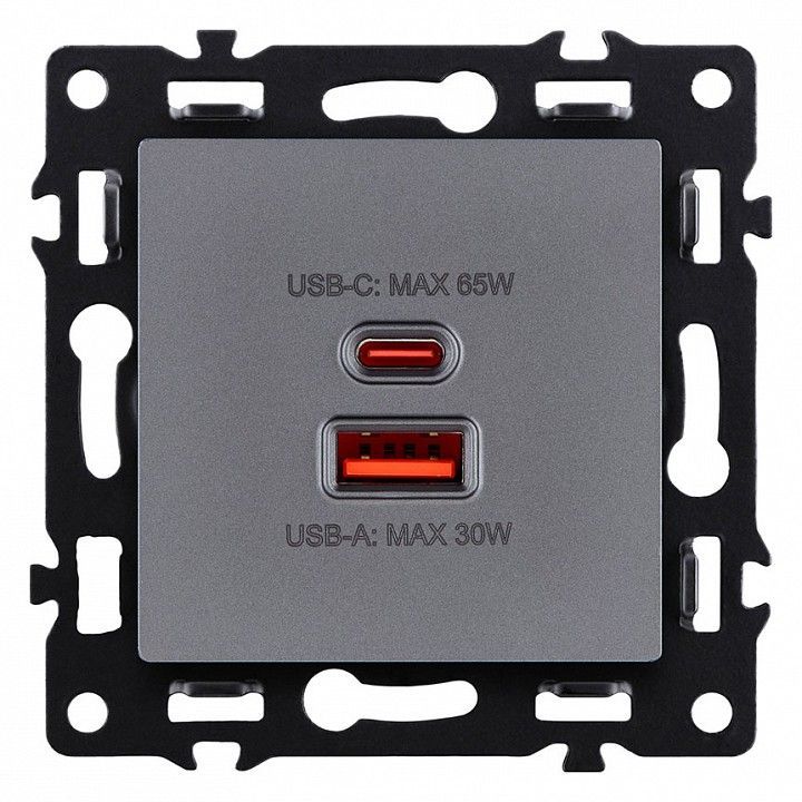 Розетка 2хUSB type A и C без рамки Kollinger Asthetik AS-024GY