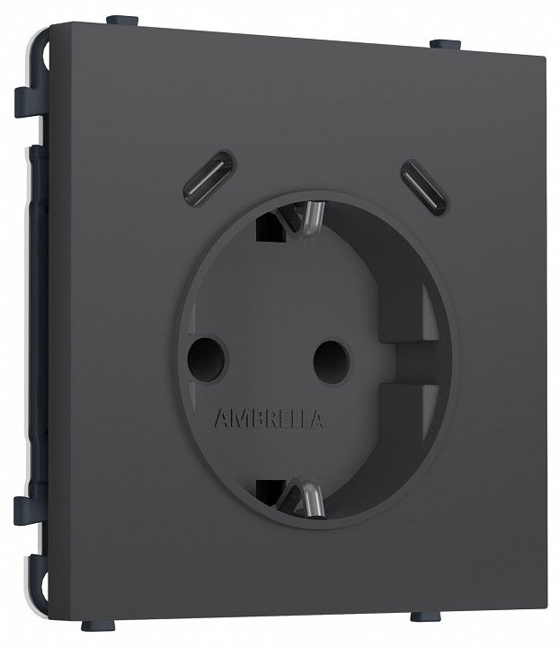 Розетка с заземлением и со шторкой и 2хUSB C, без рамки Ambrella Volt MS MS910510