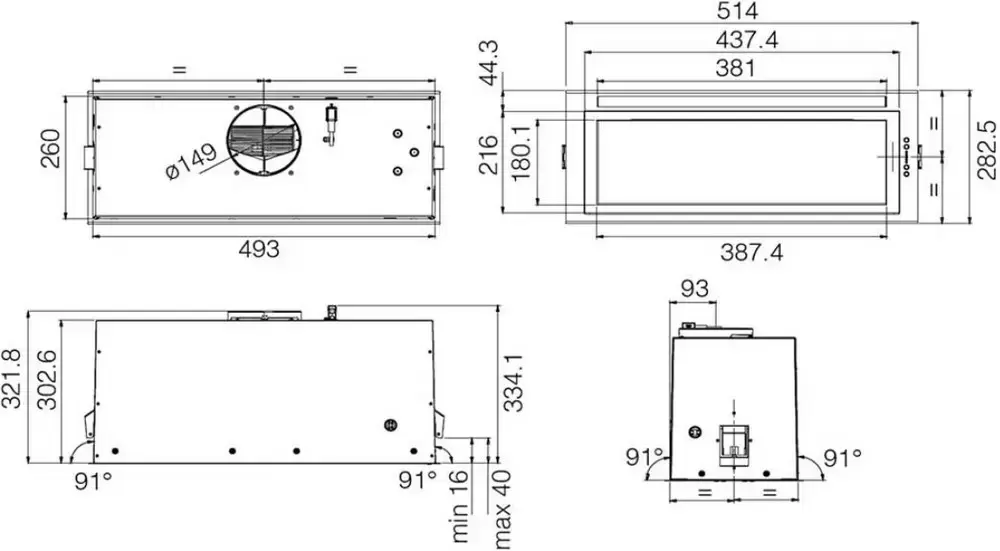 Встраиваемая вытяжка Elica LANE SENSOR BL MAT/A/52 старая версия