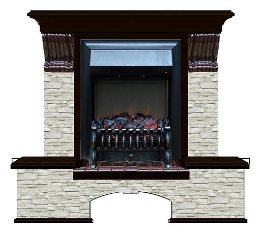 Комплект из электрокамина напольного и портала (122x40х108.5 см) Бостон К ГО Fobos BL БК000041