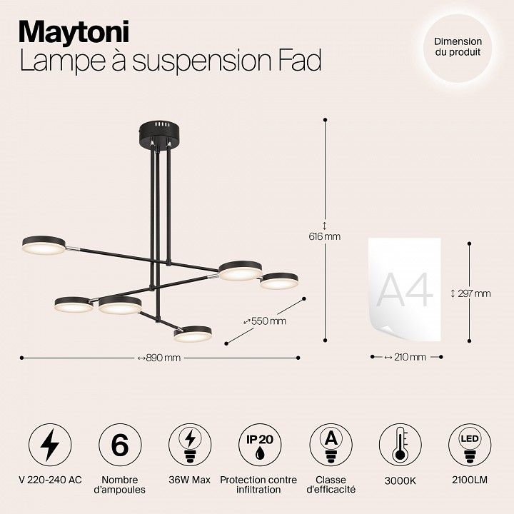 Светильник на штанге Maytoni ФАД MOD070PL-L38B3K