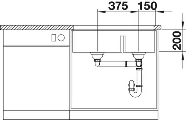 Мойка Blanco SUBLINE 430/270-U с отводной арматурой InFino® черный