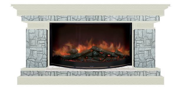 Комплект из электрокамина напольного и портала (143x45x80 см) Брайтон Старый Город Rondo 86 БР000029