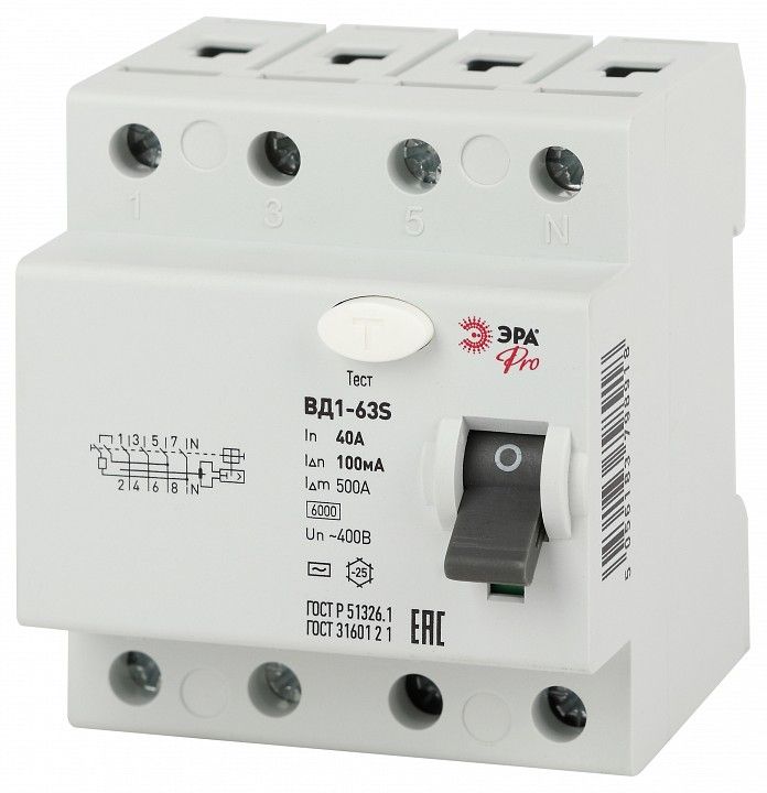 Устройство защитного отключения 4P Эра ВД1-63S NO-902-155