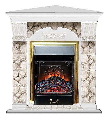 Комплект из электрокамина напольного и портала (106.5x81x98 см) Арочный Карелия угл. Majestic BR АРУ00100