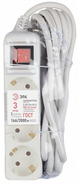 Удлинитель с выключателем Эра  U-3es-3m-3x1,5