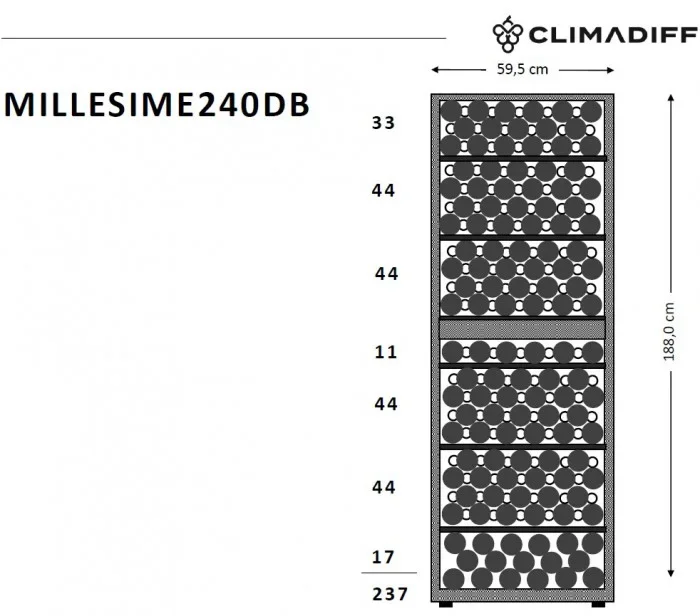 Винный шкаф CLIMADIFF MILLESIME240D