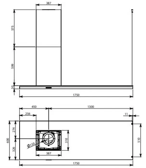 Островная вытяжка Falmec LUMEN ISOLA NRS 175 DX