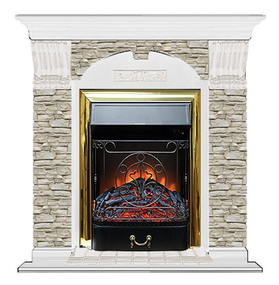 Комплект из электрокамина напольного и портала (106.5x36.5x98 см) Арочный ГО Majestic BR АР000060