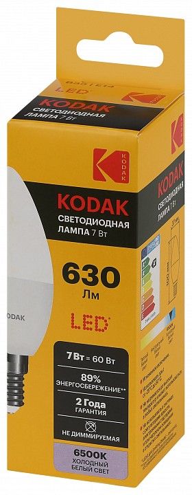 Лампа светодиодная Kodak  E14 7Вт 6500K LED KODAK B35-7W-865-E14 K
