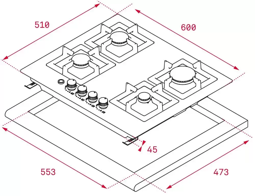 Газовая варочная панель Teka EFX 60.1 4G AI AL DR CI NAT