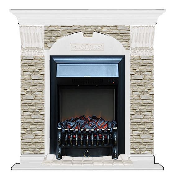 Комплект из электрокамина напольного и портала (106.5x36.5x98 см) Арочный ГО Fobos BL АР000057