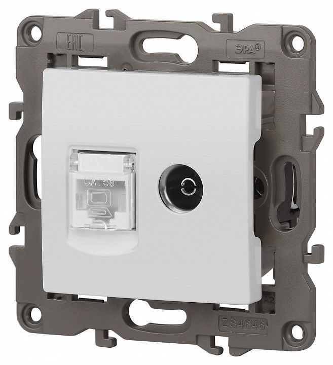 ТВ-розетка и розетка Ethernet RJ-45 без рамки Эра Эра Elegance 14-3110-01