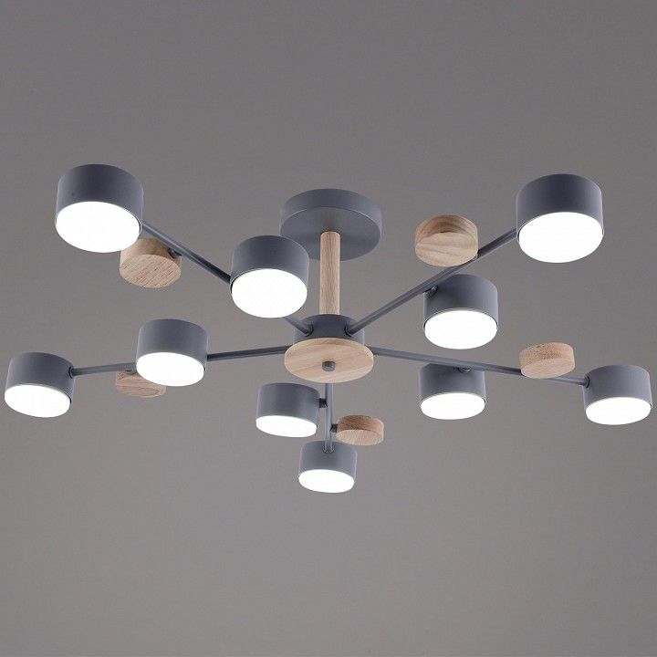 Люстра на штанге Reluce  03758-0.3-10 GREY+WOOD GX53