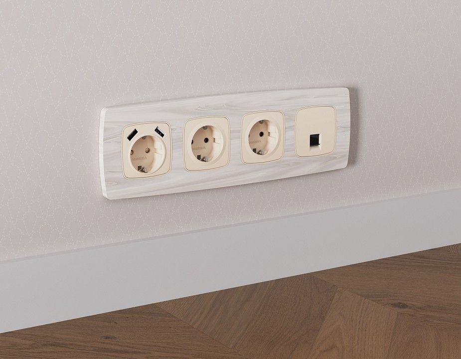 Розетка Ethernet RJ-45 и со шторками, без рамки Ambrella Volt OMEGA MO332005