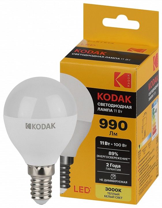 Лампа светодиодная Kodak  E14 11Вт 3000K LED KODAK P45-11W-830-E14 K