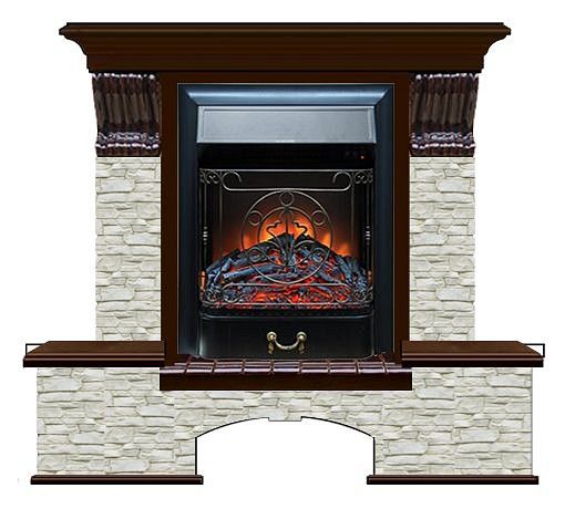 Комплект из электрокамина напольного и портала (122x40х108.5 см) Бостон К ГО Majestic BL БК000047