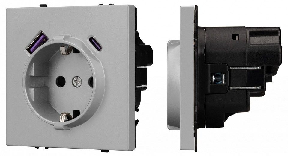 Розетка с заземлением и 2хUSB type A и C, без рамки Arlight SCT-NOBE 059445