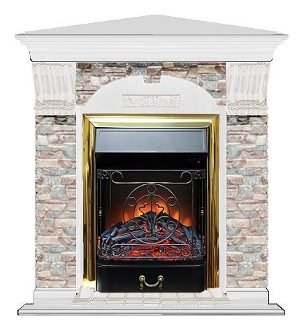 Комплект из электрокамина напольного и портала (106.5x81x98 см) Арочный ГЦ угл. Majestic BR АРУ00080