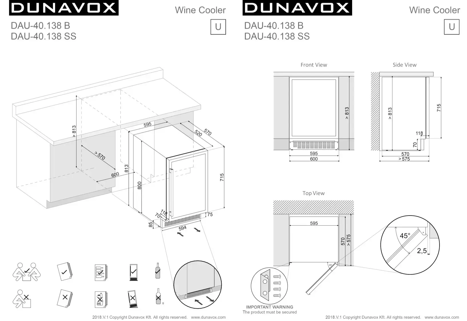 Винный шкаф Dunavox DAUF-40.138SS