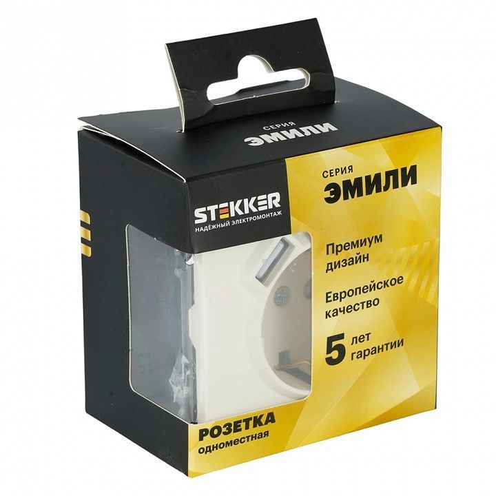 Розетка с заземлением и со шторкой и 2хUSB type A и C, без рамки Stekker Эмили 50217