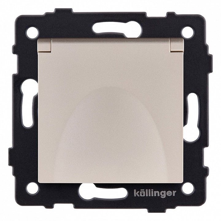 Розетка с заземлением с крышкой, без рамки Kollinger  REA-006GD