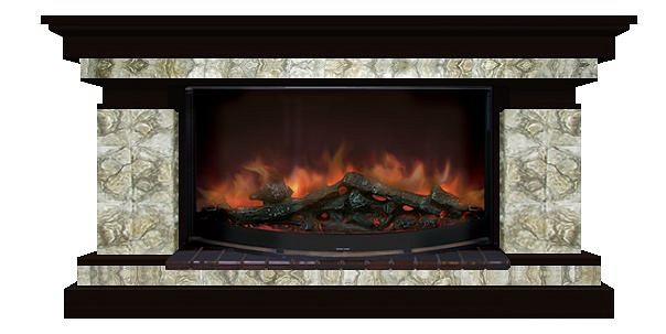 Комплект из электрокамина напольного и портала (143x45x80 см) Брайтон Карелия Rondo 86 БР000016
