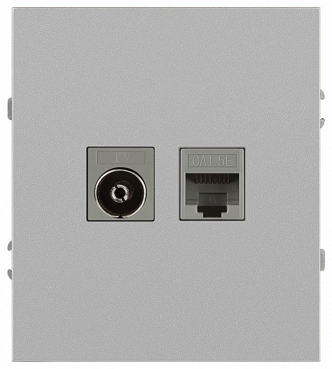 ТВ-розетка и розетка Ethernet RJ-45 без рамки Эра Arktik Б0070496