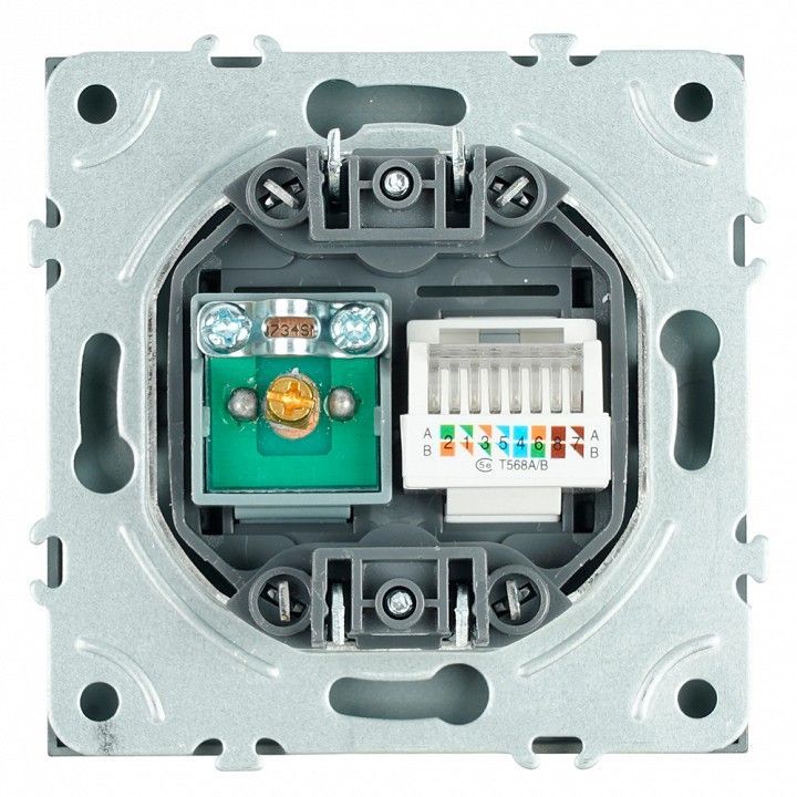 ТВ-розетка и розетка Ethernet RJ-45 без рамки Stekker Эмили 49924