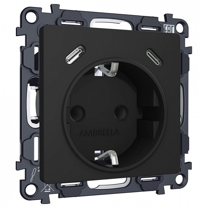 Розетка с заземлением и 2хUSB type C, без рамки Ambrella Volt ALFA MA810510