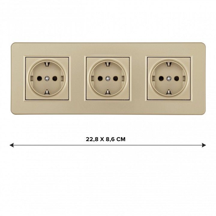 Розетка с заземлением и со шторкой Arte Milano SET16-3 SET16-3-40-1x3 shampan