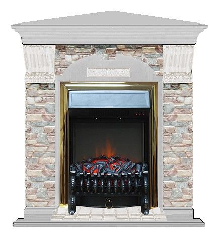 Комплект из электрокамина напольного и портала (106.5x81x98 см) Арочный ГЦ угл. Fobos BR АРУ00074