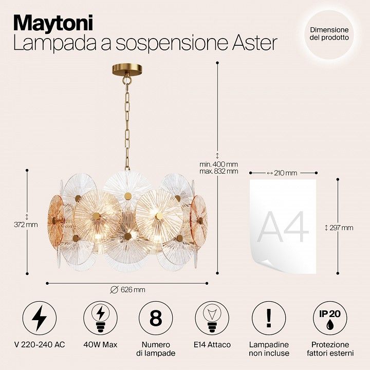 Подвесной светильник Maytoni Астра MOD007PL-08G